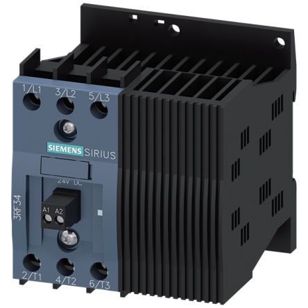 Siemens 3RF34 3RF3 Contactor, 110 → 230 VAC Coil, 3-Pole, 12.5 A, 2NO, 600 V [3RF3412-1BB24]; 156-596