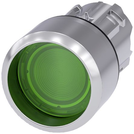 Siemens 3SU1 Series Illuminated Push Button, Momentary, 29.5mm Cutout, Green LED, IP66, IP67, IP69(IP69K) [3SU1051-0CB40-0AA0]; 158-022