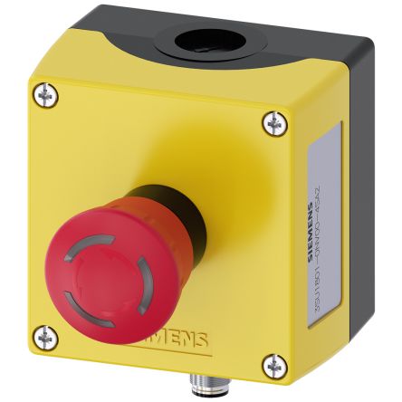 Siemens Black, Yellow Plastic 3SU1 Control Station Enclosure - 1 Hole 22mm Diameter [3SU1801-0NV00-4SA2]; 159-336