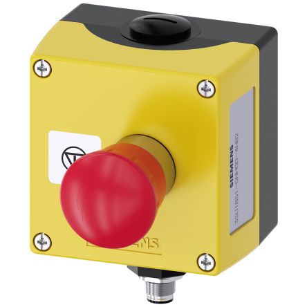 Siemens Black, Yellow Metal 3SU1 Control Station Enclosure - 1 Hole 22mm Diameter [3SU1851-0NH00-4NB2]; 159-337