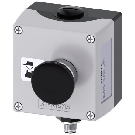 Siemens Black, Grey Metal 3SU1 Control Station Enclosure - 1 Hole 22mm Diameter [3SU1851-0AH00-4NB1]; 159-338