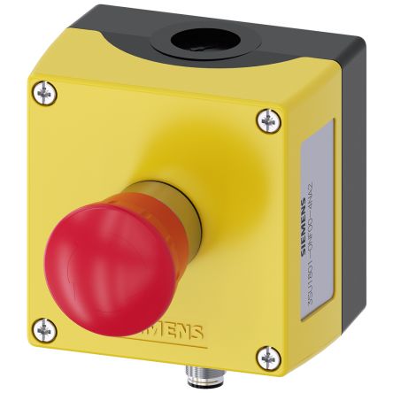 Siemens Black, Yellow Plastic 3SU1 Control Station Enclosure - 1 Hole 22mm Diameter [3SU1801-0NF00-4NA2]; 159-347