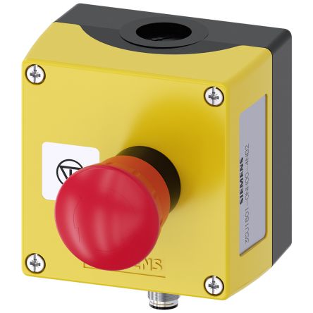Siemens Black, Yellow Plastic 3SU Control Station Enclosure - 1 Hole 22mm Diameter [3SU1801-0NH00-4NB2]; 159-349