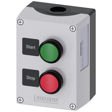 Siemens Black, Grey Plastic 3SU1 Control Station Enclosure - 2 Hole 22mm Diameter [3SU1802-0AL00-2AB1]; 159-350
