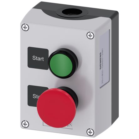 Siemens Black, Grey Plastic 3SU1 Control Station Enclosure - 2 Hole 22mm Diameter [3SU1802-0AN00-2AB1]; 159-353
