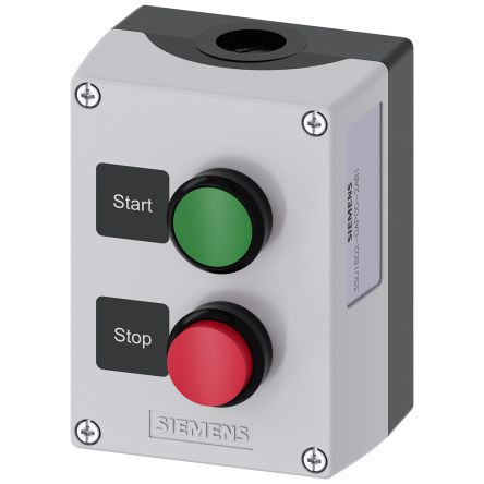 Siemens Black, Grey Plastic 3SU1 Control Station Enclosure - 2 Hole 22mm Diameter [3SU1802-0AP00-2AB1]; 159-355