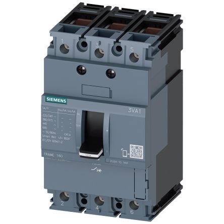 Siemens, SENTRON MCCB Molded Case Circuit Breaker 3P 50A, Breaking Capacity 7 kA [3VA1150-3ED36-0AA0]; 159-511