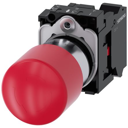 Siemens 3SU1 Series, Latching, Emergency Stop Push Button Head 33.8mm Diameter [3SU1150-1GB20-3CW0]; 159-566
