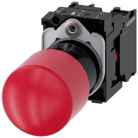 Siemens 3SU1 Series, Latching, Emergency Stop Push Button Head 33.8mm Diameter [3SU1100-1GB20-1PA0]; 159-567