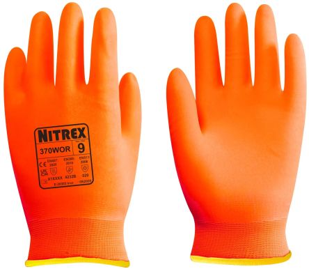 Unigloves Nitrex 370WOR Orange Acrylic, Nylon, Spandex Abrasion Resistant, Cut Resistant, Heat Resistant Work Gloves, [370WOR-08]; 159-620