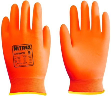 Unigloves Nitrex 370WOR Orange Acrylic, Nylon, Spandex Abrasion Resistant, Cut Resistant, Heat Resistant Work Gloves, [370WOR-10]; 159-623