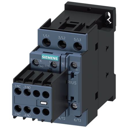 Siemens SIRIUS 3RT2 Contactor, 220 V ac Coil, 3-Pole, 25 A, 11 kW, 2 NO + 2 NC, 690 V [3RT2026-1AN24]; 159-833