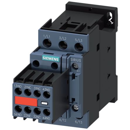Siemens SIRIUS 3RT Contactor, 110 → 120 V Coil, 3-Pole, 13 A, 11 kW, 2 NO + 2 NC, 690 V [3RT2025-1AK64-3MA0]; 159-895