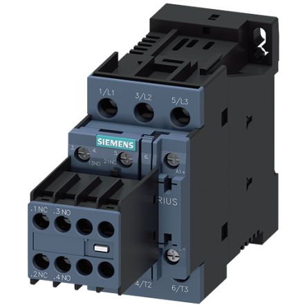 Siemens SIRIUS 3RT2 Contactor, 110 V dc Coil, 3-Pole, 40 A, 11 kW, 2 NO + 2 NC, 690 V [3RT2026-1BF44]; 159-952