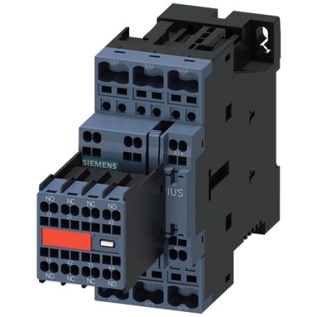 Siemens SIRIUS 3RT2 Contactor, 24 V Coil, 3-Pole, 25 A, 11 kW, 2 NO + 2 NC, 690 V [3RT2026-2DB44-3MA0]; 160-349