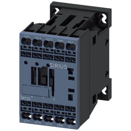 Siemens SIRIUS 3RT Contactor, 24 V Coil, 3-Pole, 8.9 A, 7.5 kW, 1 NC, 690 V [3RT2018-2BB42-0CC0]; 160-364