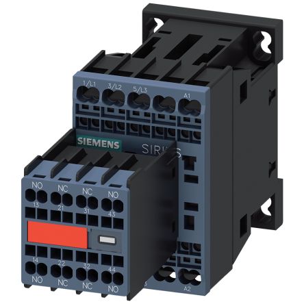 Siemens SIRIUS 3RT2 Contactor, 110 → 120 V Coil, 3-Pole, 7 A, 3 kW, 2 NO + 2 NC, 690 V [3RT2015-2AK64-3MA0]; 160-514