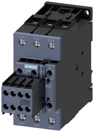 Siemens SIRIUS 3RT2 Contactor, 110 V Coil, 3-Pole, 50 A, 22 kW, 2 NO + 2 NC, 690 V [3RT2036-1AG24]; 160-617