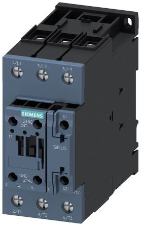 Siemens SIRIUS 3RT2 Contactor, 20 → 33 V Coil, 3-Pole, 65 A, 30 kW, 1 NO + 1 NC, 690 V [3RT2037-1NB30-0CC0]; 160-623