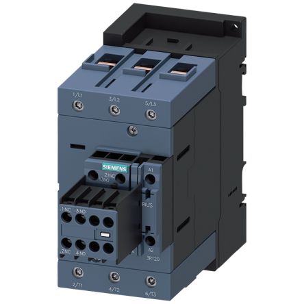 Siemens SIRIUS 3RT2 Contactor, 83 → 155 V Coil, 3-Pole, 80 A, 37 kW, 2 NO + 2 NC, 1 kV [3RT2045-1NF34]; 161-143