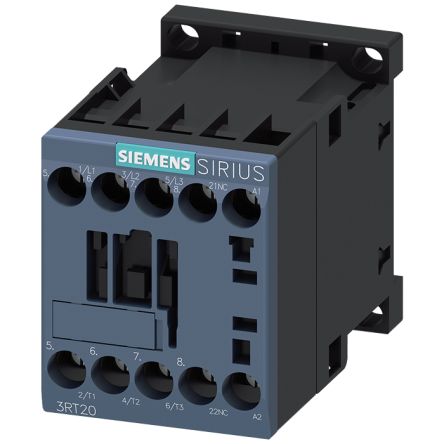 Siemens SIRIUS 3RT2 Contactor, 100 → 110 V Coil, 3-Pole, 9 A, 4 kW, 1 NC, 690 V [3RT2016-1AG62]; 161-147