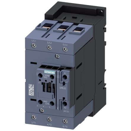 Siemens SIRIUS 3RT2 Contactor, 20 → 33 V Coil, 3-Pole, 95 A, 45 kW, 1 NC, 690 V [3RT2046-1NB30-0CC0]; 161-227