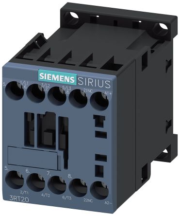Siemens SIRIUS 3RT2 Contactor, 24 V Coil, 3-Pole, 12 A, 5.5 kW, 1 NC, 690 V [3RT2017-1MB42-0KT0]; 162-051