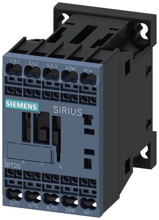 Siemens SIRIUS 3RT2 Contactor, 24 V Coil, 3-Pole, 9 A, 4 kW, 1 NC, 690 V [3RT2016-2SB42]; 162-083