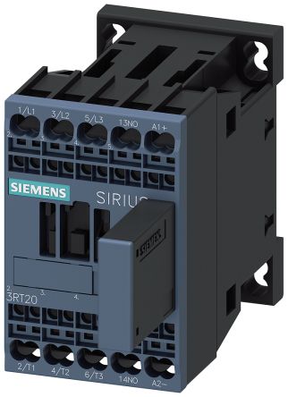 Siemens SIRIUS 3RT2 Contactor, 24 V Coil, 3-Pole, 9 A, 4 kW, 1 NO, 690 V [3RT2016-2WB41]; 162-091