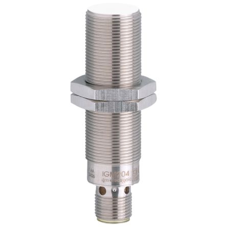 ifm electronic Inductive Threaded Barrel Proximity Sensor, M18, 8 mm Detection, PNP NO, 10 → 60 V dc [IGM204]; 162-730