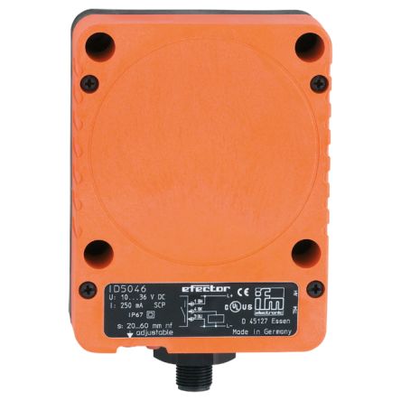 ifm electronic Inductive Rectangular Proximity Sensor, 20 → 60 mm Detection, PNP NO/NC, 10 → 36 V dc [ID5046]; 162-914