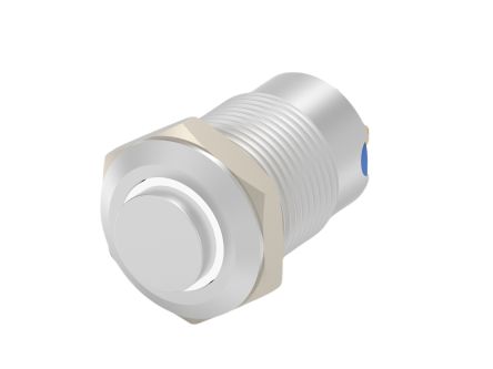 TE Connectivity AV12 Series Illuminated Push Button Switch, Momentary, Threaded, 9mm Cutout, SPST, White LED, 24V, IP67 [AV1210E124R04]; 170-692