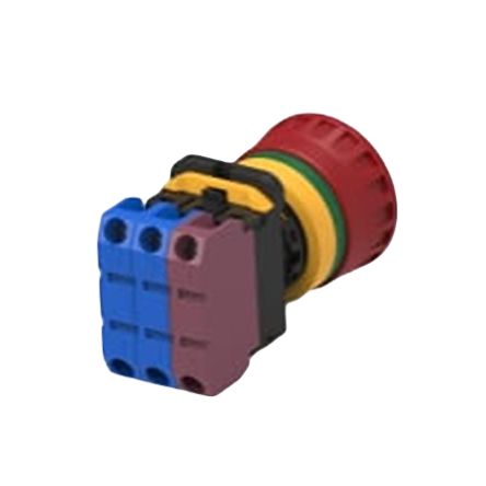TE Connectivity PBES22 Series Emergency Stop Push Button, Panel Mount, 22.3mm Cutout, 2NO + 1NC, IP20, IP65 [PBES22N21R]; 171-030