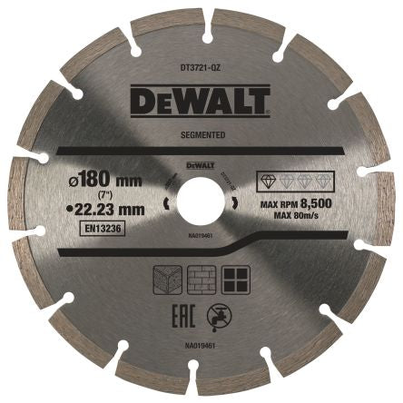 DeWALT DT3721-QZ Diamond Cutting Wheel, 180mm Diameter [DT3721-QZ]; 172-375