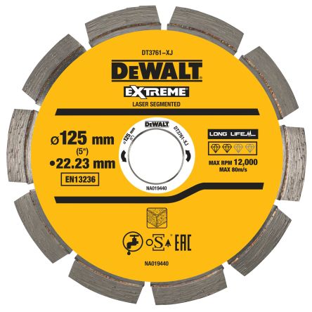DeWALT DT37 Diamond Cutting Disc, 125mm, 1 in pack [DT3761-XJ]; 172-377