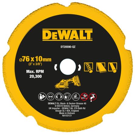 DeWALT DT205 Diamond Cutting Disc, 76mm, 1 in pack [DT20590-QZ]; 172-819