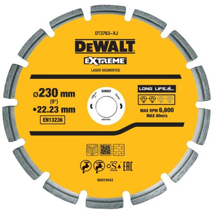 DeWALT DT37 Diamond Cutting Disc, 230mm, 1 in pack [DT3763-XJ]; 172-879