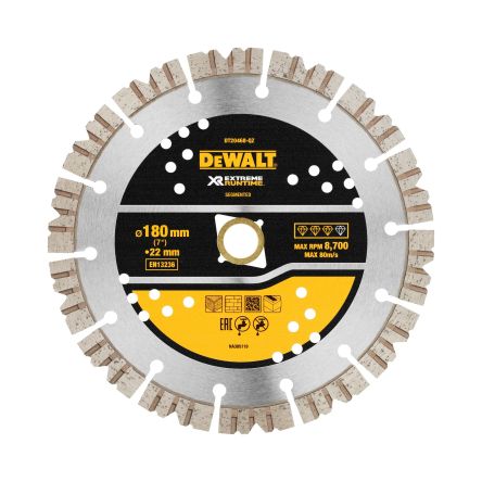 DeWALT DT204 Diamond Cutting Disc, 180mm, 1 in pack [DT20468-QZ]; 172-936