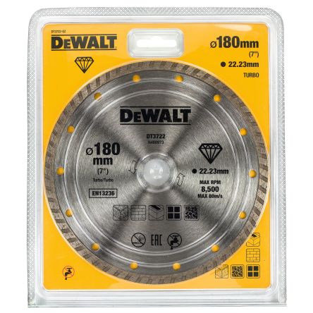 DeWALT DT3722-QZ Diamond Cutting Wheel, 180mm Diameter [DT3722-QZ]; 172-958