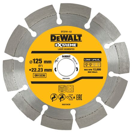 DeWALT DT37 Diamond Cutting Disc, 125mm, 1 in pack [DT3741-XJ]; 173-395