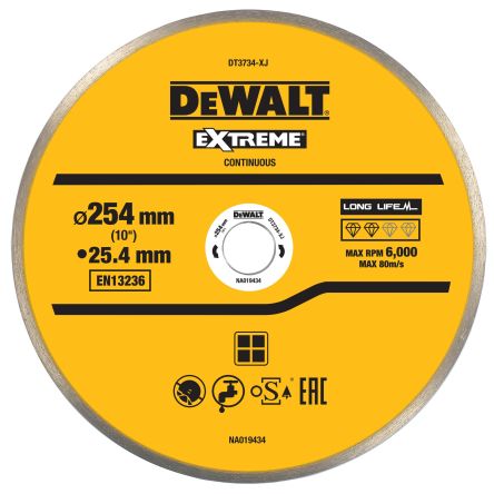 DeWALT DT3734-XJ Diamond Cutting Wheel, 254mm Diameter [DT3734-XJ]; 173-602