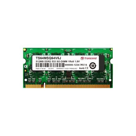 Transcend 512 MB DDR2 Desktop, Laptop RAM, 533Mbit/s, SODIMM, 1.8V [TS64MSQ64V5J]; 174-217