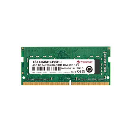Transcend 4 GB DDR4 RAM, 2666Mbit/s, SODIMM, 1.2V [TS512MSH64V6H-I]; 174-245