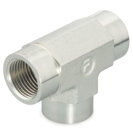 Parker Hydraulic Tee Threaded Adaptor BSPP 3/8-19 Female to BSPP 3/8-19 Female, 3/8MMO444MS [3/8MMO444MS]; 174-402