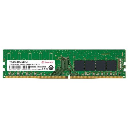 Transcend 32 GB DDR4 RAM, 2666Mbit/s, UDIMM, 1.2V [TS4GLH64V6E-I]; 174-927