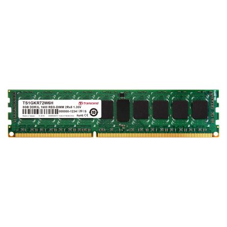 Transcend 8 GB DDR3L RAM, 1600Mbit/s, RDIMM, 1.35V [TS1GKR72W6H]; 174-998