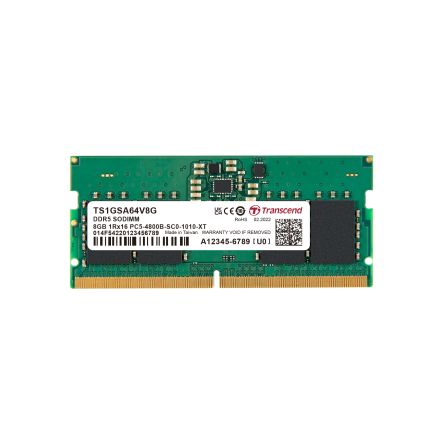 Transcend 8 GB DDR5 Server RAM, 4800Mbit/s, SODIMM, 1.1V [TS1GSA64V8G]; 175-045