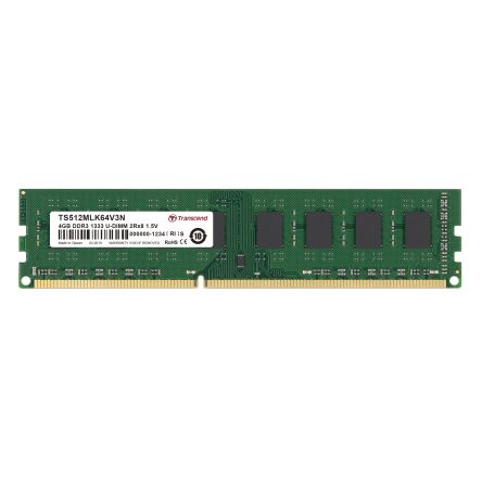 Transcend 4 GB DDR3 Desktop, Laptop RAM, 1333Mbit/s, UDIMM, 1.5V [TS512MLK64V3N]; 175-089