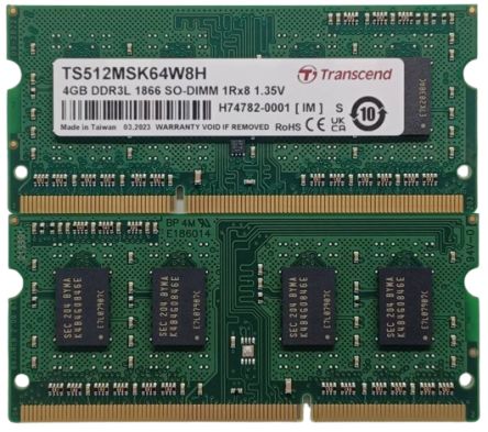 Transcend 4 GB DDR3L RAM, 1866Mbit/s, SODIMM, 1.35V [TS512MSK64W8H]; 175-091