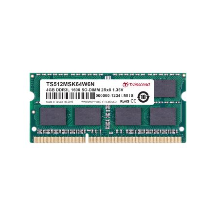 Transcend 4 GB DDR3L RAM, 1600Mbit/s, SODIMM, 1.35V [TS512MSK64W6N]; 175-102